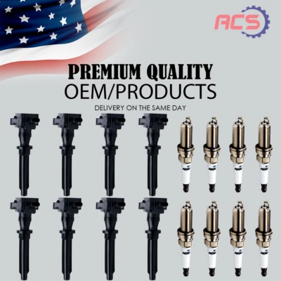 Bobina de ignição 8X fabricante de equipamento original + 8X velas de ignição para Land Rover Range Rover UF730 2013-2020 - Imagem 1 de 4