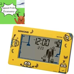 RHYTHM Minion Alarm Clock Funny Action Digital Clock with Calendar Yellow 10x16. - Picture 1 of 4