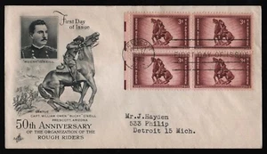 #973 3c Rough Riders-Bloque de 4, Art Craft FDC **CUALQUIERA 5 = ENVÍO GRATUITO** - Imagen 1 de 1