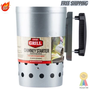 Expert Grill Chimney Starter with Safety Handle for Grilling ,Silver - Picture 1 of 8