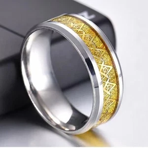 Men's Silver Gold Freemason Masonic Band Ring Stainless Steel Jewelry Gift - Picture 1 of 2