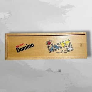 Domino animali in legno vintage 1985 ~ gioco famiglia 28 pezzi ~ completo - Foto 1 di 9