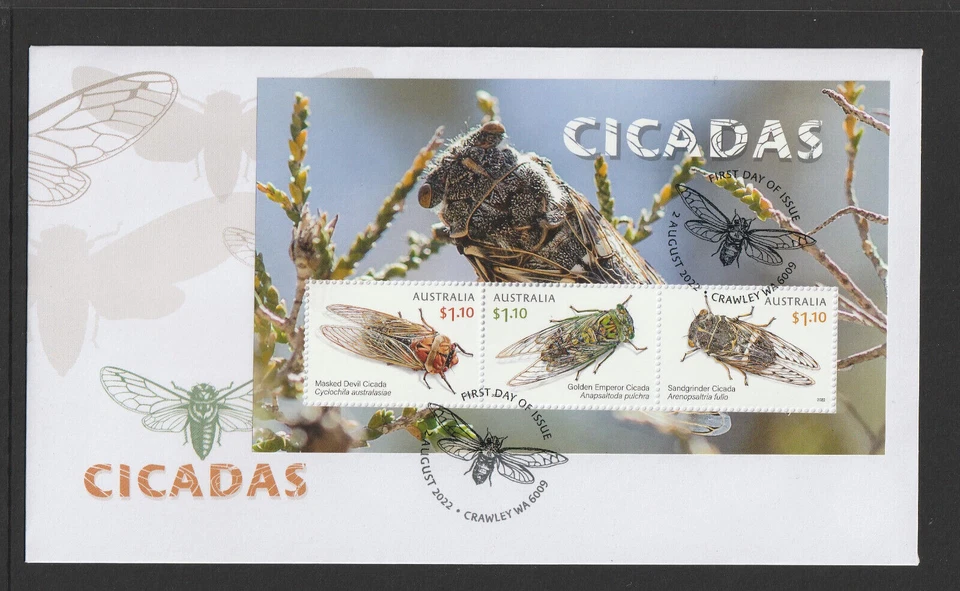 Australia - 2022 First Day Cover - Cicadas - Miniature Sheet - Image 1 of 1