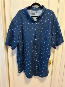 Izod Sailboat Shirt Men’s 3XL Button Down Blue Sailing Short Sleeve EUC - Picture 1 of 3