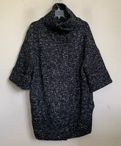 James Jeans Jacket Wool Black Multi Stand Collar Snap 3/4 Sleeve Pockets Size S - Picture 1 of 10
