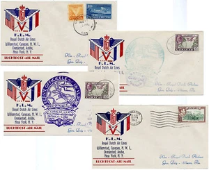 Indias Neerlandesas Jamaica EE. UU. 1943 Censor 4 KLM Primer Vuelo Cubiertas a Miami - Imagen 1 de 6