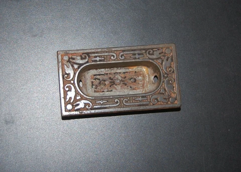 VINTAGE VICTORIAN INSET METAL WINDOW SASH PULLS  ARCHITECTURAL SALVAGE Cover