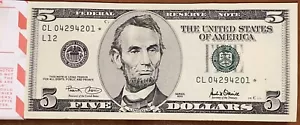 ⭐️(1) VERY RARE SAN FRANCISCO $5⭐️STAR NOTE⭐️2001 CONSECUTIVE SERIAL# CRISP UNC - Picture 1 of 8