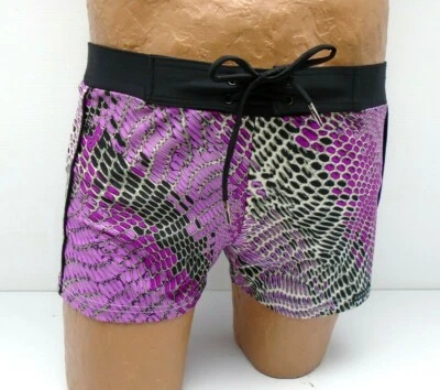 Pantalones Cortos de Natación Para Hombre Sauvage Piel de Serpiente Retro Nadador Lycra Multicolor 610G Foto 1 de 3