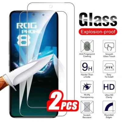 2PCS ASUS Rog Phone 8 ROG 8 Pro Rog8 Tempered Glass Film Cover Screen Protector - Image 1 of 4