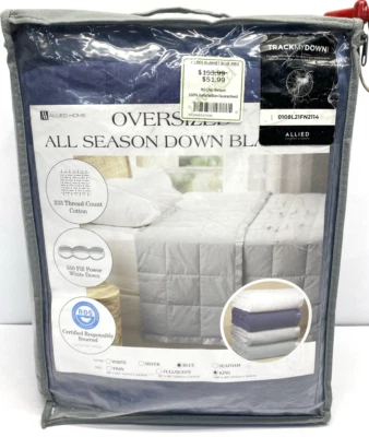 Allied Home Oversized All Season Down Blanket Foam Cotton Blue - King Size