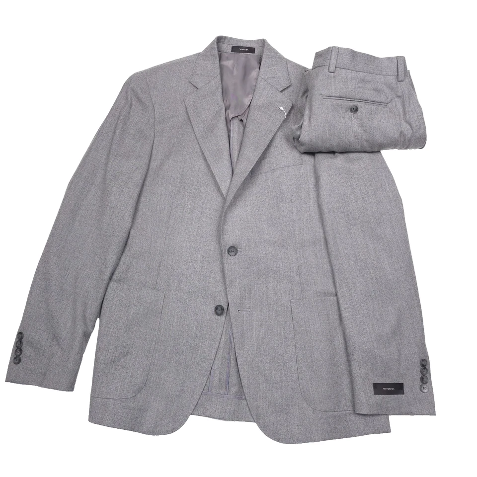 Terno masculino VINCE Iker cinza claro drago lã flanela duas peças tamanho 38R X 30 - Imagem 1 de 4