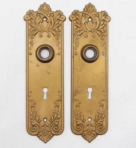 Pair of Gold Painted Corbin Lorraine Steel Door Back Plates - Picture 1 of 4