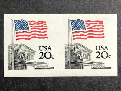 US Scott 1895d Flag Over Supreme Court, Imperf Pair, MNH, Very Fine - Image 1 of 2