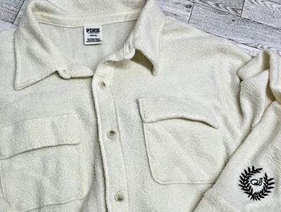 Victorias Secret ROSA Marfil Botón Polar Suéter Cárdigan Camisa Cazadora MEDIANO Foto 1 de 4