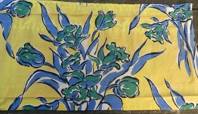 ANCIEN TISSU VINTAGE FRENCH FABRIC FLEURS BON ETAT COUPON DE TISSUS van Gogh - Photo 1/4