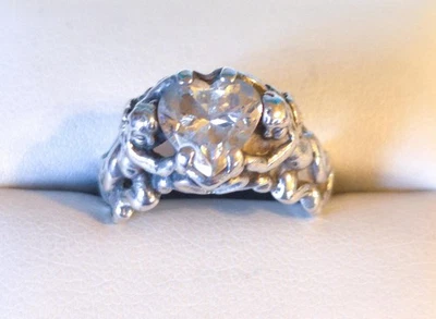 Anillo Kabana Plata Esterlina Piedra Transparente Ángel Cupido Talla 5.25 Foto 1 de 4