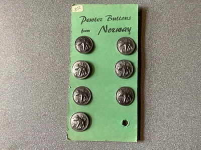 Vintage Pewter Buttons From Norway - ELK Design 7 Buttons  Brand New 8/10”  - Image 1 of 3