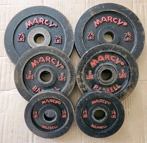 MARCY Pairs of 7.5, 5, 2.5 lb Standard Barbell Weights Vtg Rare - 30lbs total - Picture 1 of 7