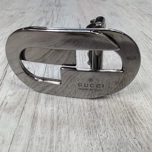 Authentic GUCCI Silver Tone Interlocking G Belt Buckle Made in Italy Designer - Picture 1 of 9
