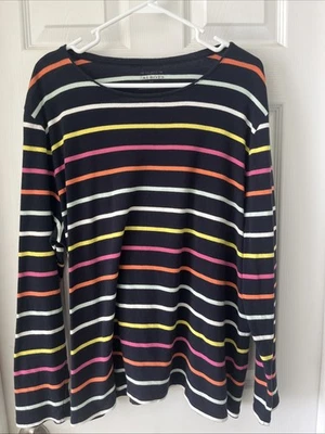 Top informal de manga larga a rayas arco iris talla grande 3X Talbots para mujer 100 % algodón Foto 1 de 4