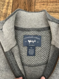 Coastal Cotton Herren Weste 2XL grau Baumwolle Viertelreißverschluss Strick ärmellos Pullover A92 - Bild 1 von 7