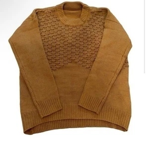 Suéter tejido con cable cuello redondo - para mujer talla mediana - color camel - Imagen 1 de 4