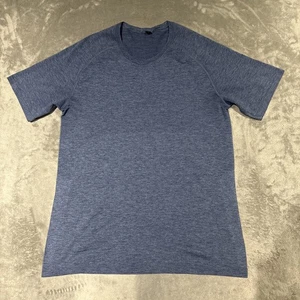 Lululemon Shirt Mens Large Metal Vent Tech Blue Solid Short Sleeve Tee Top - Picture 1 of 8