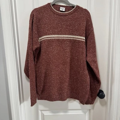 Suéter Columbia Vintage Años 90 Y2K Cuello Redondo Talla Grande Óxido Mármol Beige Rayas Foto 1 de 4
