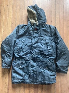 Vintage LL Bean Type N-3B Style Flying Jacket Navy Parka Faux Fur Hood - Picture 1 of 8