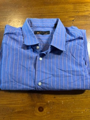 Camisa Ben Sherman Para Hombre 18 2XL Azul Rayas Vestido Abotonado Manga Larga Foto 1 de 4