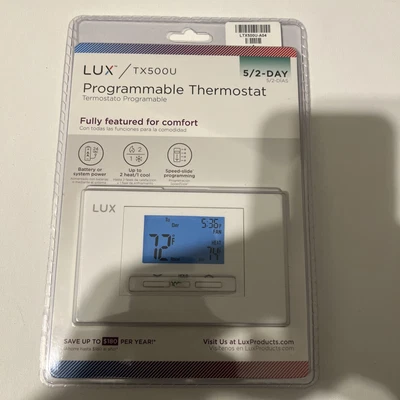 New Sealed Lux TX500U - 5/2 Day Programmable Thermostat White New Sealed - Image 1 of 4