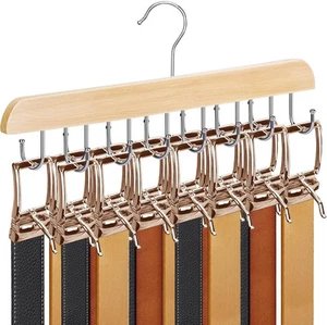 Gürtelaufhänger, Naturholz Gürtel Organizer für Schrank, 360° drehbare Krawatte & 1 - Bild 1 von 3