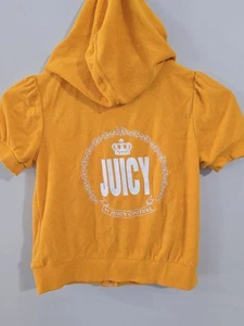 Y2K Juicy By Juicy Couture Shortsleeve Terry Velour Hoodie Youth Size 6 - Picture 1 of 14