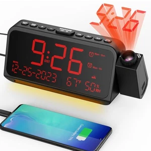 Projection Alarm Clock for Bedroom Ceiling, Digital Clock Projector with Week... - Picture 1 of 9