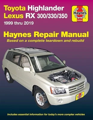 Haynes Repair Manual — Toyota Highlander 2001-2019 & Lexus RX 300/330/350 - Image 1 of 3