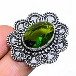 Green Peridot Gemstone Handamade 925 Sterling Silver Jewelry Ring Size 7 (US) - Picture 1 of 1