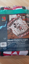Mickey Christmas Lights Woven Jacquard Blanket Throw 100% Cotton 47" x 68"