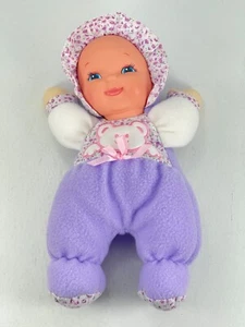 Vintage Goldberger Fuzzy Fleece Baby Plush Doll Bear Purple White 11" Floral - Picture 1 of 5