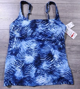 Lands End Tankini Adult Size 10 Blue Tie Dye Squareneck Swimwear Womens - Picture 1 of 7