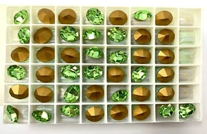 6 Stck. Swarovski 4100 Peridot 12x10 mm ovale Strasssteine goldfoliert - Bild 1 von 2
