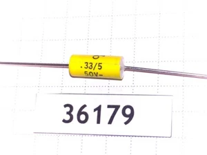 330nF 50V 5% Mallory 150 1.50MKT Polyester Film Axial Kondensator x10pcs - Bild 1 von 2