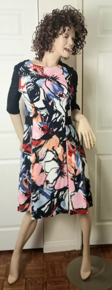 VESTIDO RICKIE FREEMAN TERI JON PLISADO MULTICOLOR TALLA GRANDE/14 Foto 1 de 4