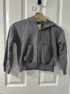 Abercrombie Fitch Fleece Lined Full Zip hooded Grey Logo Girls Sweatshirt Size M - Picture 1 of 7