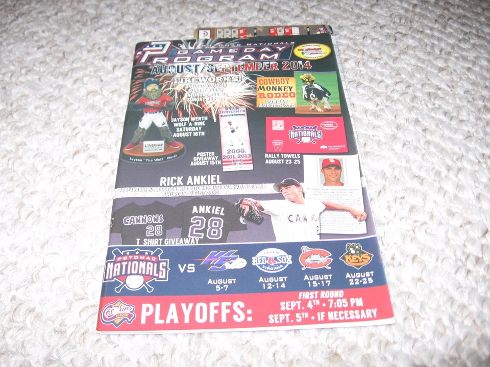 Potomac Nationals Gameday Program September 2014 Rick Ankiel Washington - Image 1 of 1