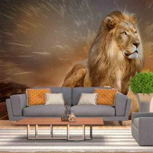 Vlies Fototapete Wandtapete Wandbilder 3D Effekt Luxus Löwe 6493 - Picture 1 of 3