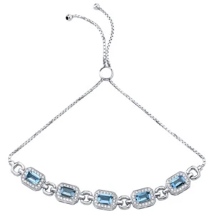 Sterling Silber London Blautopas verstellbar Freundschaftsarmband 3,00 Karat - Bild 1 von 2