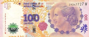 Argentina / Commemorative 100 Pesos ND. 2012 Suffix W Circulated Banknote Top5 - Picture 1 of 2