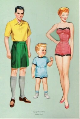 VINTAGE UNCUT 1953 LUCILLE BALL , DESI, & RICKY PAPER DOLLS~~#1 TOP REPRODUCTION - Image 1 of 4