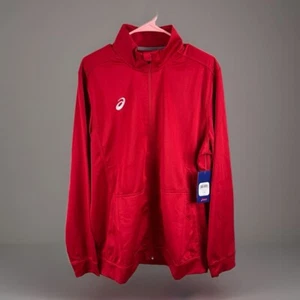 ASICS Men's Team Tricot Warm Up Jacket, Red, Size Large NEW With Tags 1/4 Zip - Picture 1 of 11
